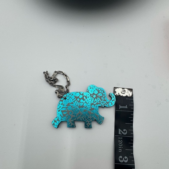 HERMES Charm Animal Motif Elephant Blue Gray Leather 925 Silver Bag Chain - Picture 8 of 8